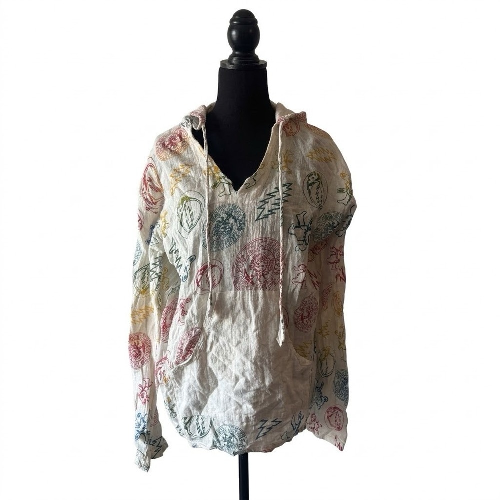 FLAWED! NO RETURNS ~ VTG Grateful Dead Poncho Baja Hoodie Pullover AOP Size XL